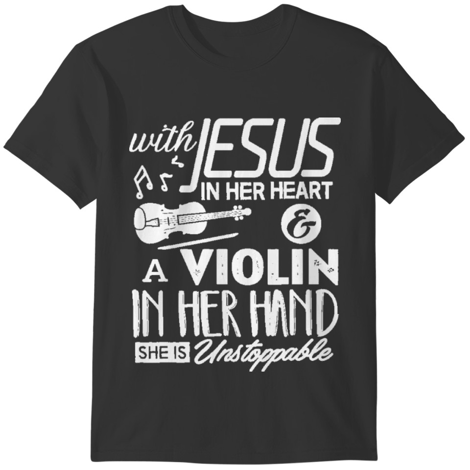 Violin Shirt With Jesus In Her Heart Violinist Gif T-shirt