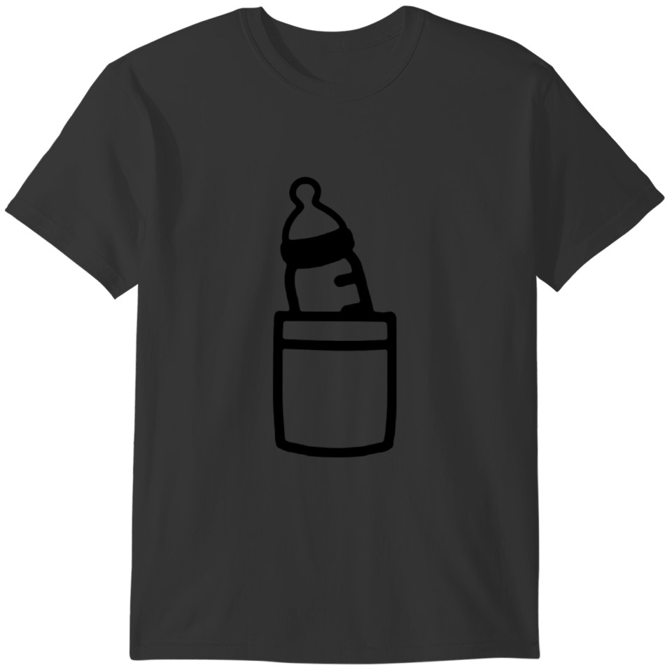 baby bottle in a pocket T-shirt