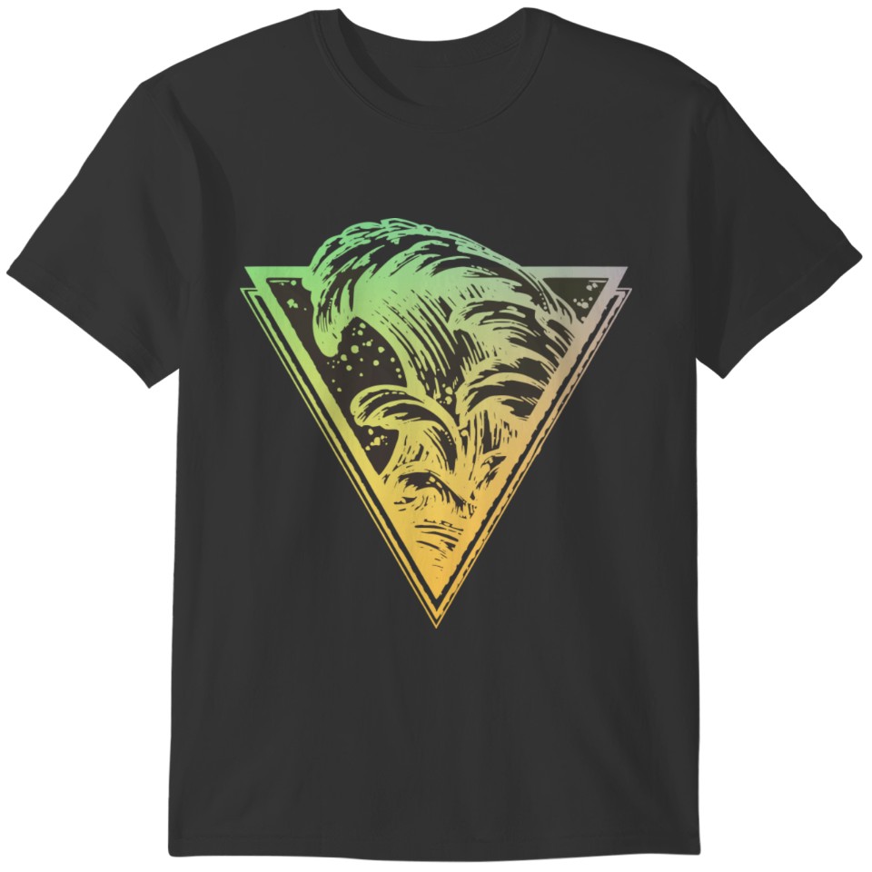 colored breaking surf wave T-shirt