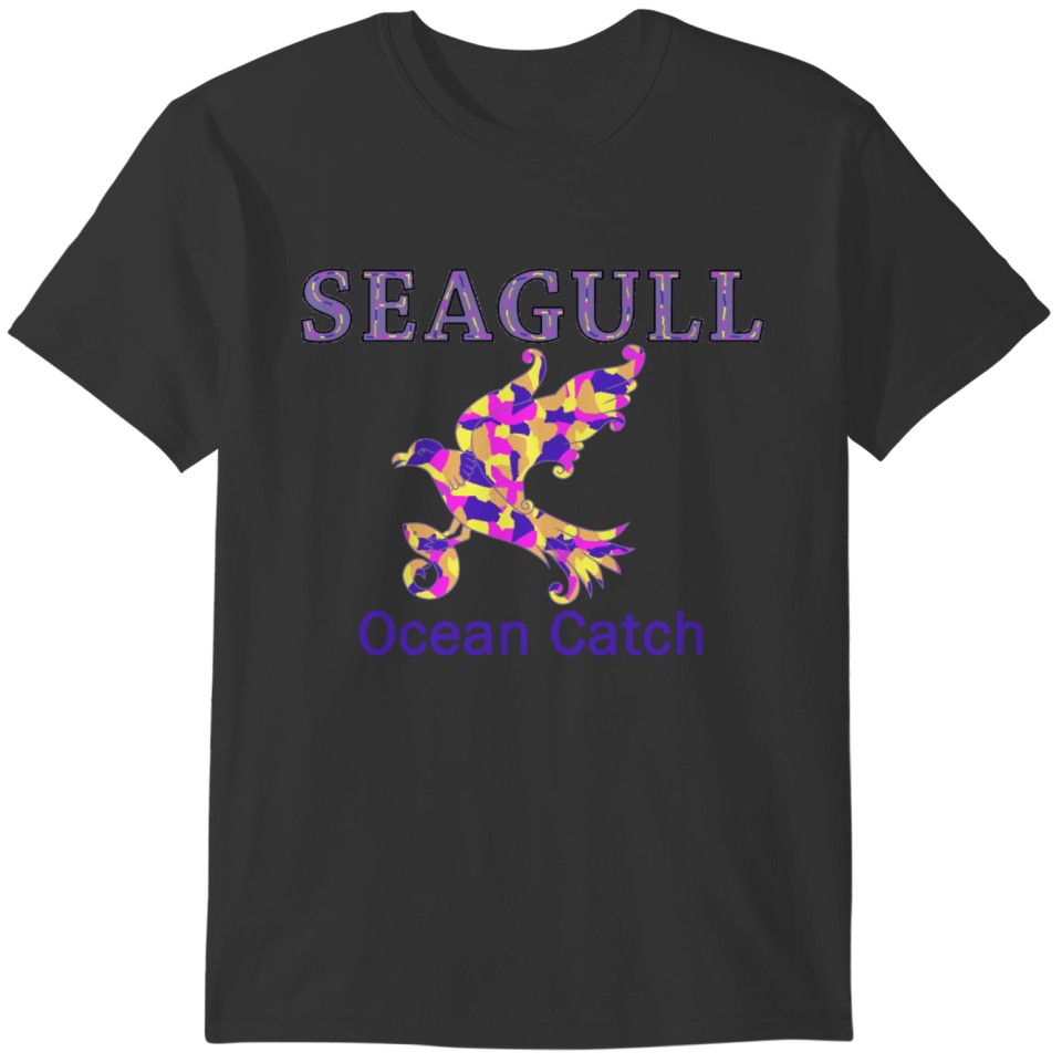 seagull catch fish T-shirt