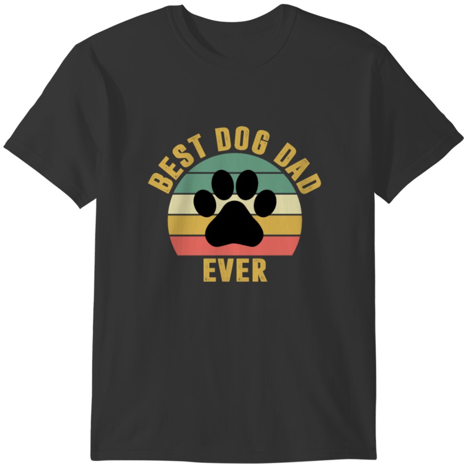 Mens Best Dog Dad Ever Shirts Dog Paw T-shirt Gift T-shirt