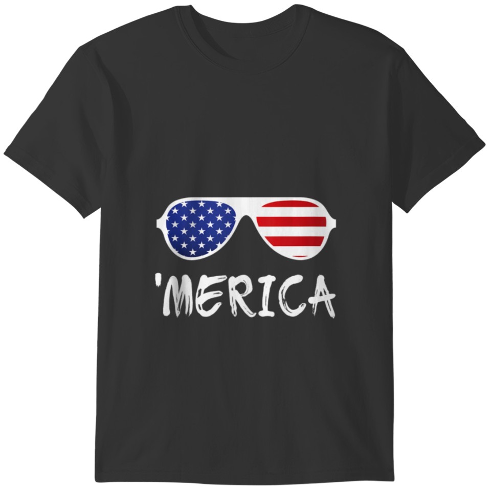 Merica Sunglasses Patriotic Fourth of July shirt T-shirt