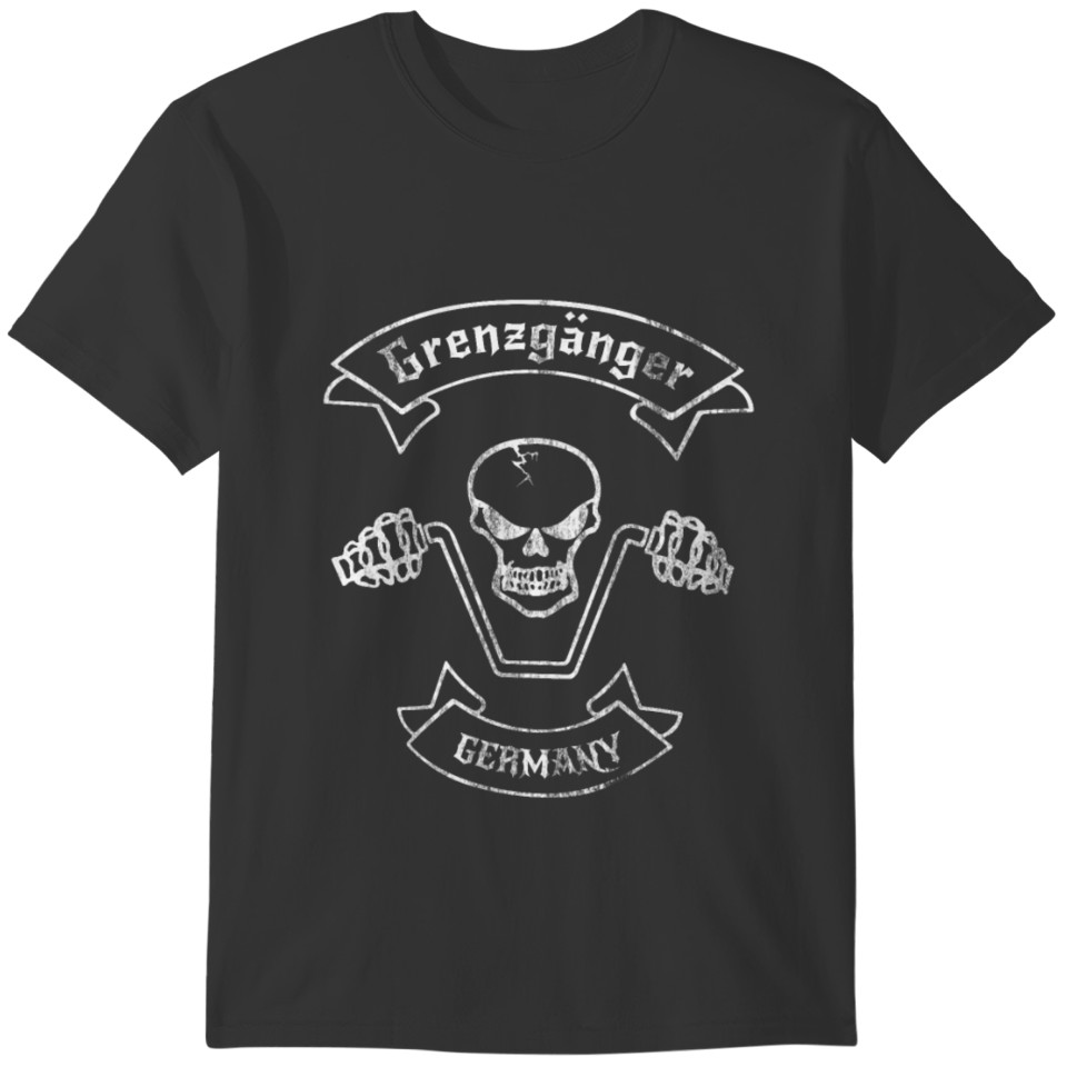 Rocker Grenzgänger Germany Totenkopf Motorrad Bike T-shirt