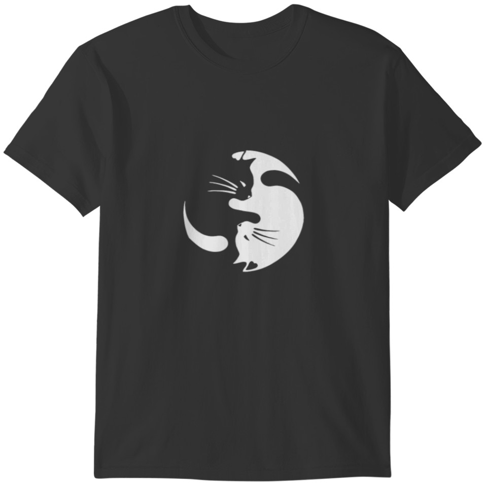 Black White Cat Funny Logo T-shirt