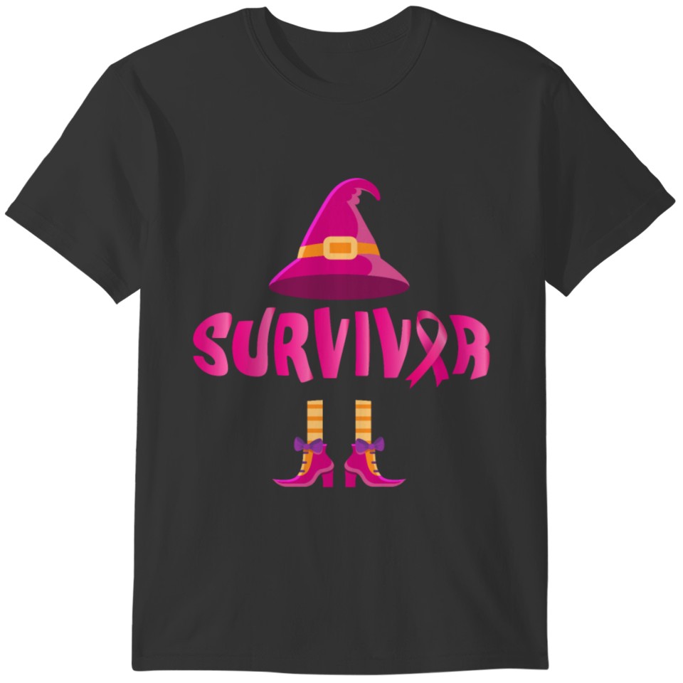 Breast Cancer Survivor Funny Witch Halloween Costu T-shirt