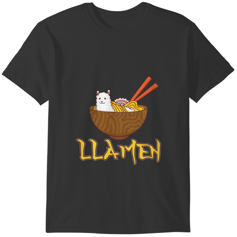 Llamen Japanese Ramen Noodles Alpaca Kawaii Llama T-shirt