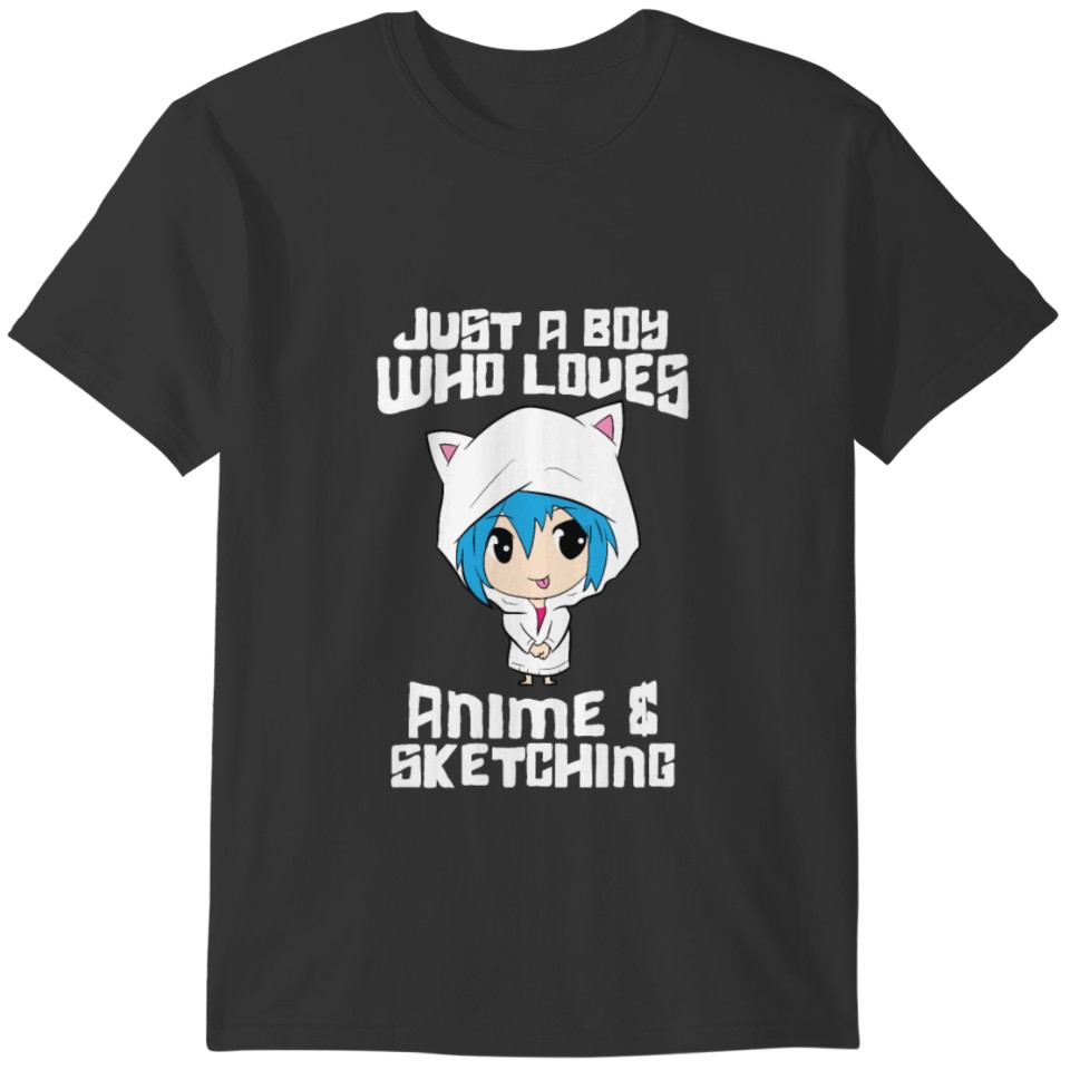 Just a Boy Who Loves Anime And Sketching Funny T-shirt
