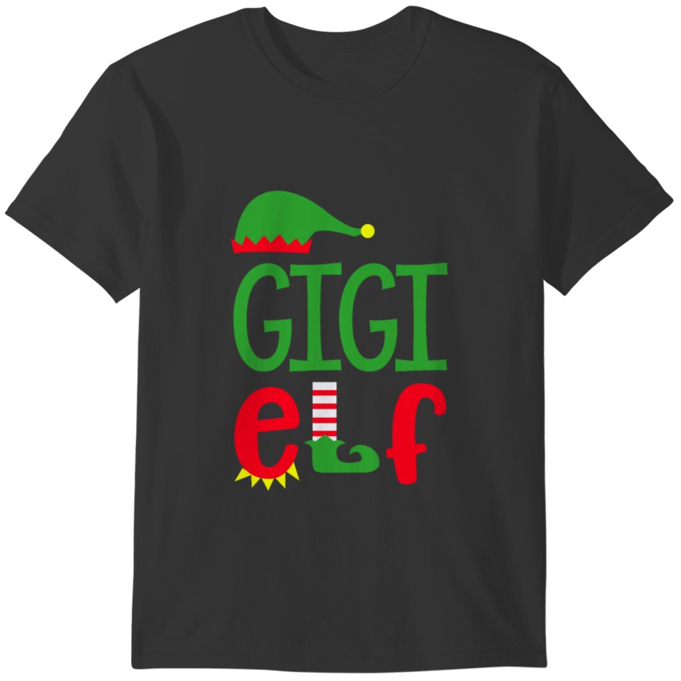 Funny Gigi Elf Family Matching Christmas Costume T-shirt