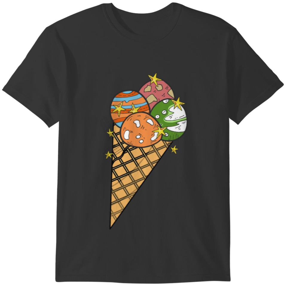 funny ice cream universe planet T-shirt