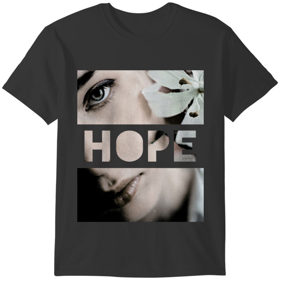 HOPE woman portrait with a flower, color T-shirt
