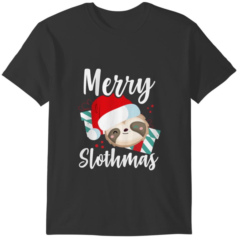 Merry Slothmas Lazy Christmas Sloth AnimalPajamas T-shirt