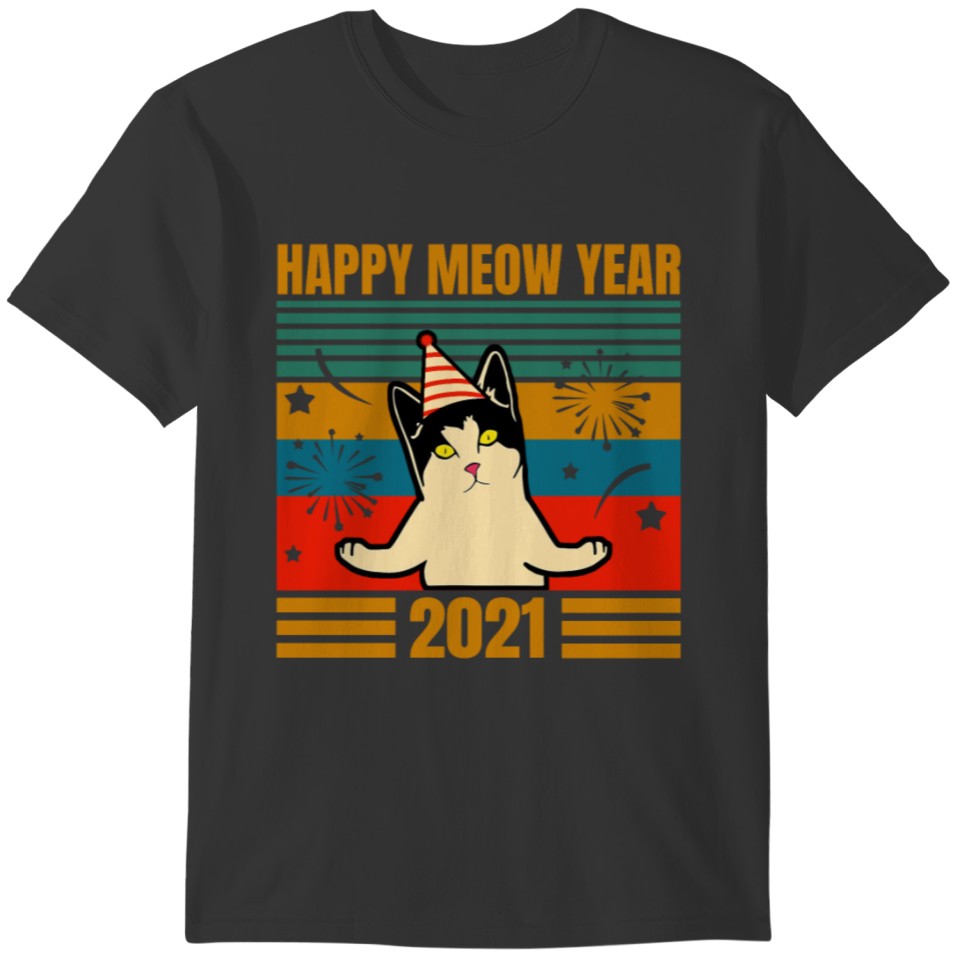 happy meow year shirt funny new year cat lovers T-shirt