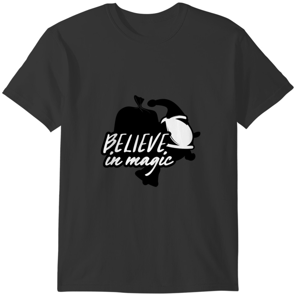 Believe in Magic - Santa with gift bag cute xmas T-shirt