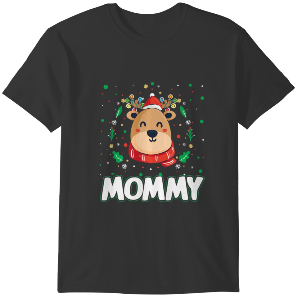 Cute Mommy Reindeer Santa Ugly Family Matching T-shirt