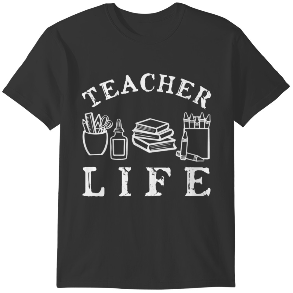 Teacher life white design T-shirt
