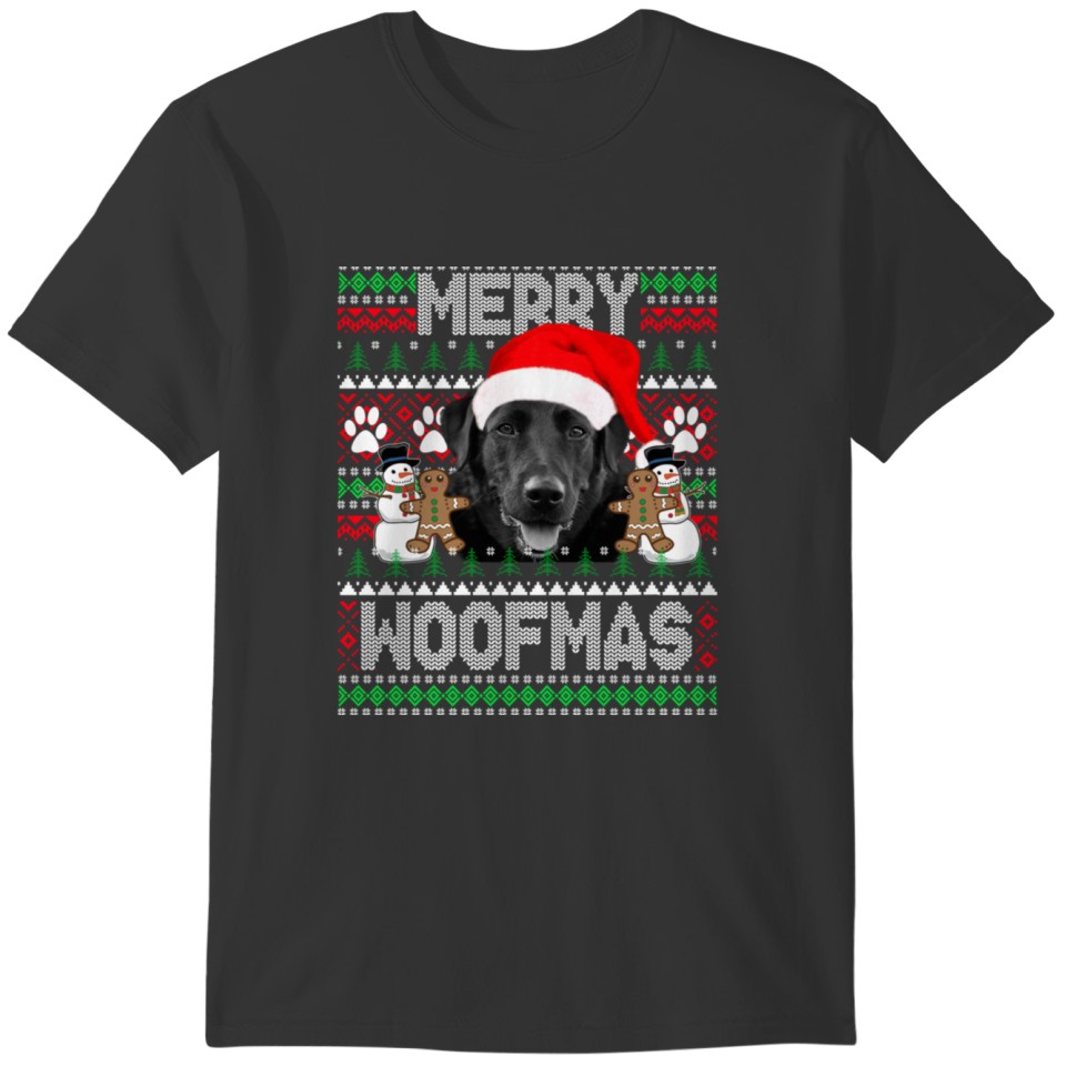 Merry Woofmas Cute Black Labrador Dog Ugly Sweater T-shirt