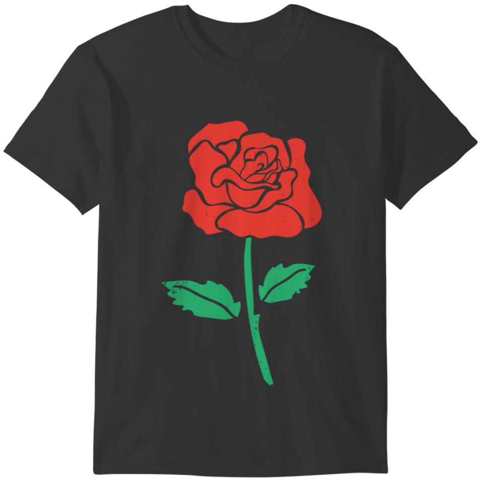 One Stem Red Rose Gift Ideas for Him Her Valentine T-shirt