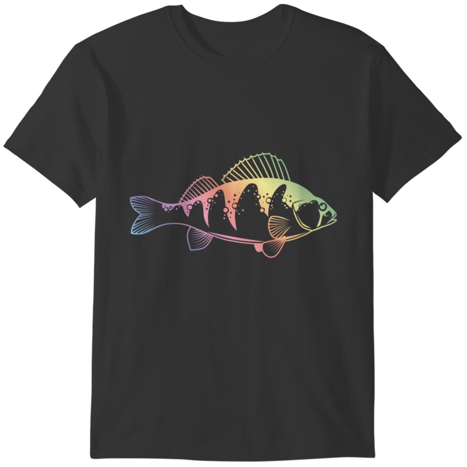Fish Perch Colorful Icon Silhouette T-shirt
