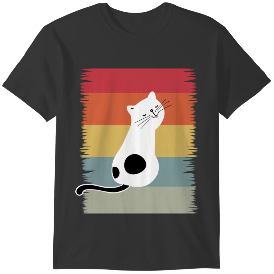 Cat retro black white T-shirt
