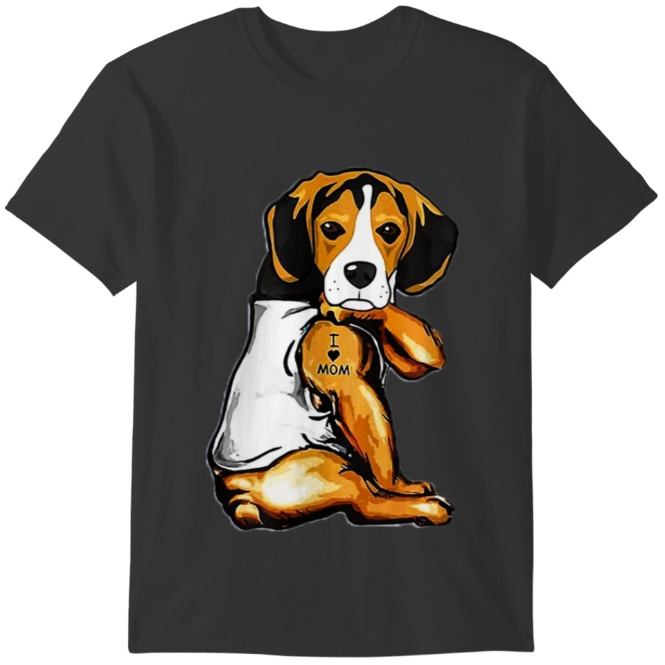 Beagle Dog Tattoo I Love Mom Mothers Day Gift T-shirt