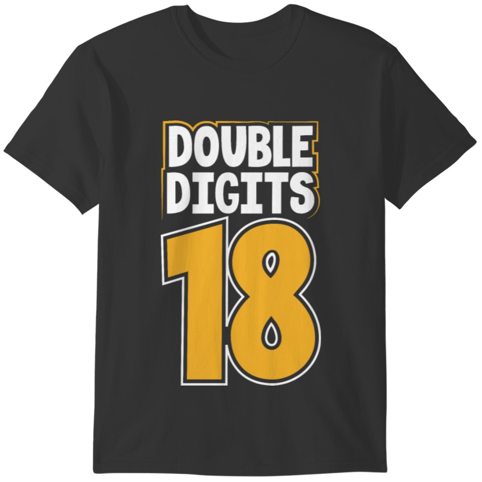 Double Digits 18th Birthday 18 Year Old Kid Party T-shirt
