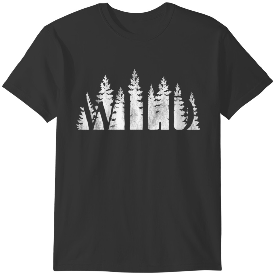 Minimalist Design Wild in Pine Trees Nature Graphi T-shirt
