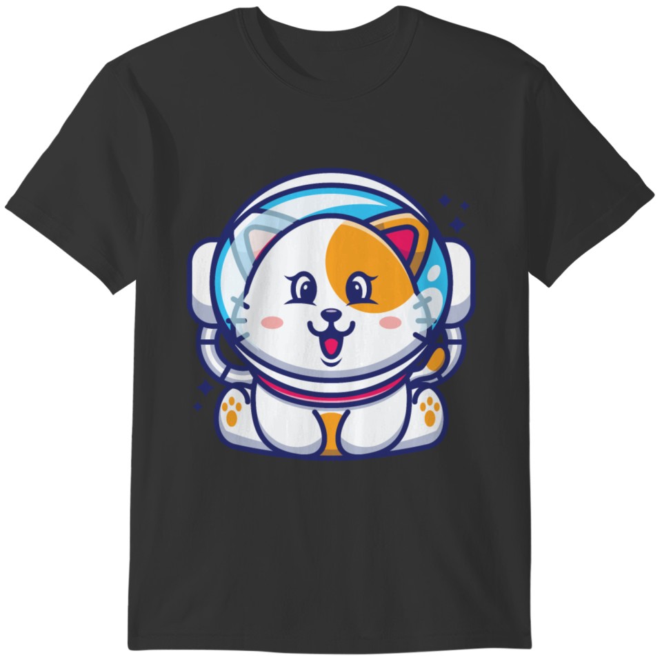 Cute baby cat wearing astronaut helmet T-shirt