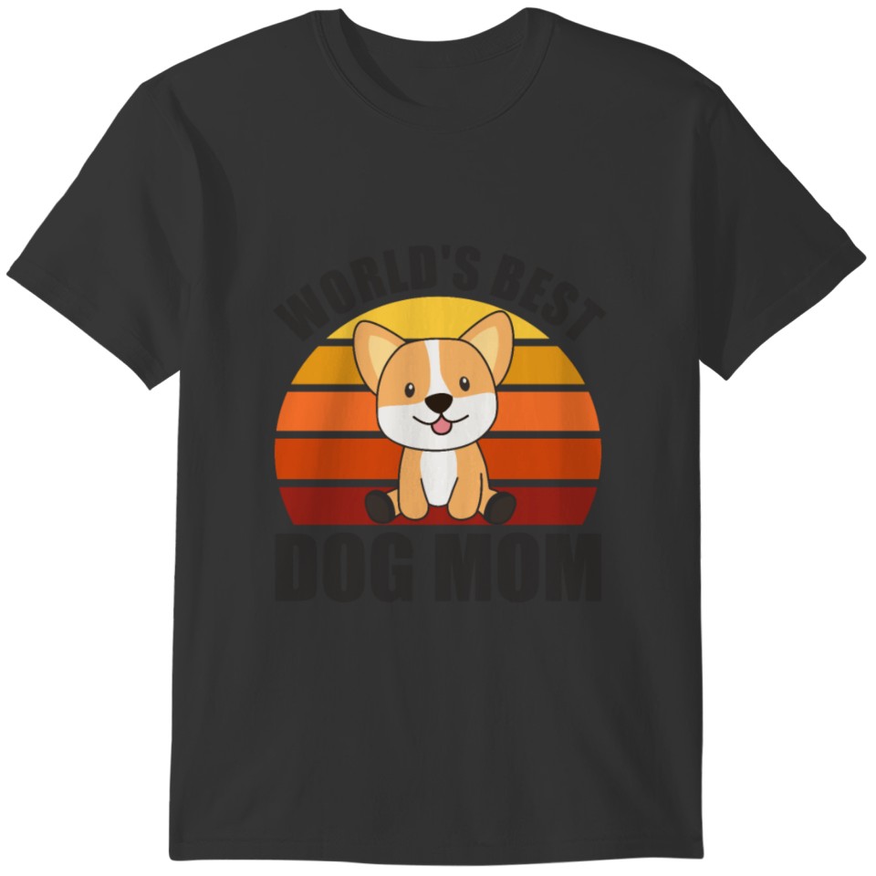 Worlds Best Dog Mom - Dog Corgi Vintage Sunset T-shirt