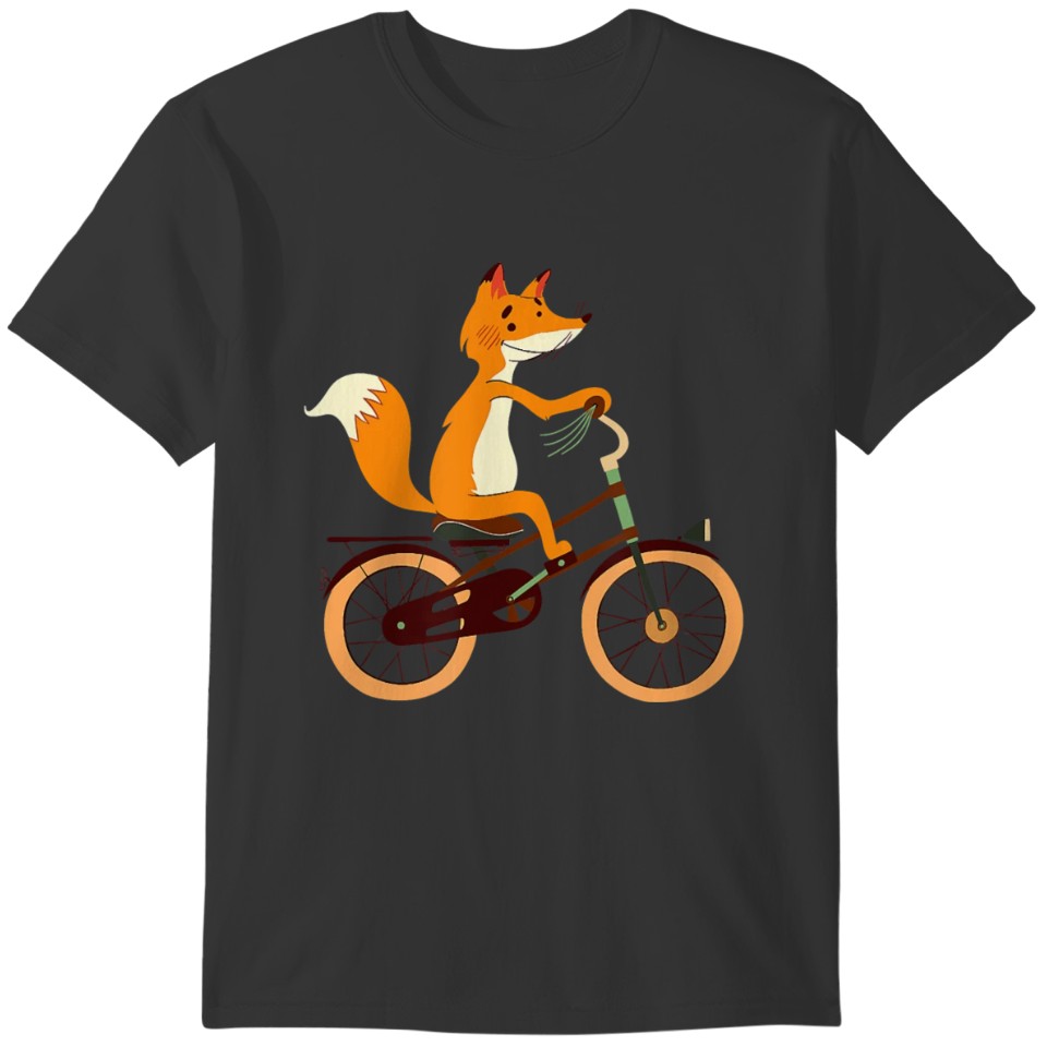 Funny Cycling Tees Fox On Bicycle Animal Lovers T-shirt