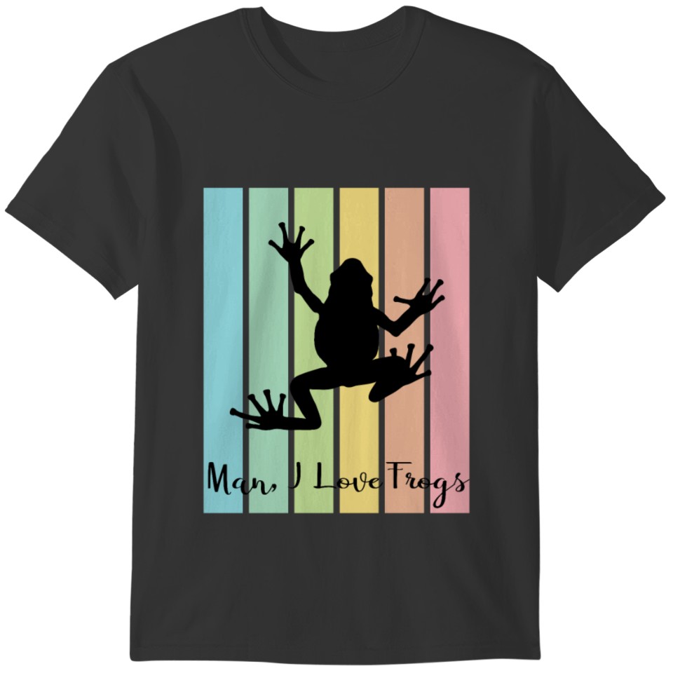 Man I Love Frogs Pastel Rainbow Stripes T-shirt