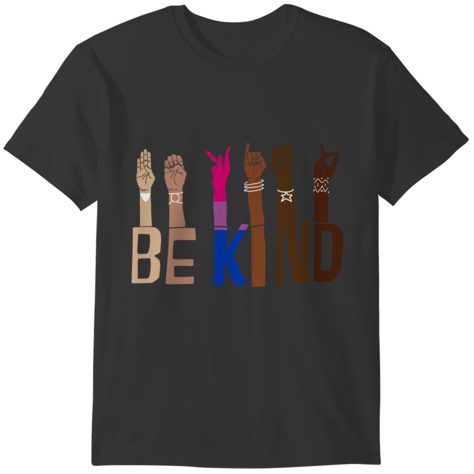 Be Kind hand sign language bisexual T-shirt