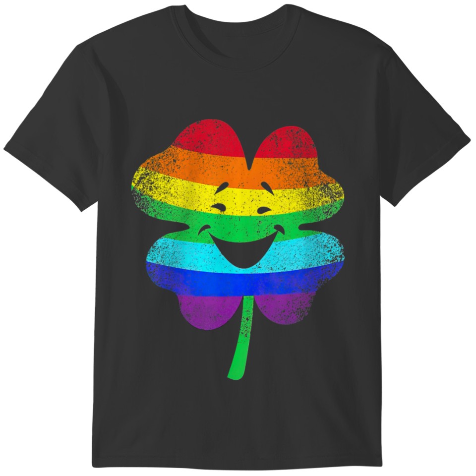 Saint Patrick Day Shamrock Rainbow Clover LGBT T-shirt