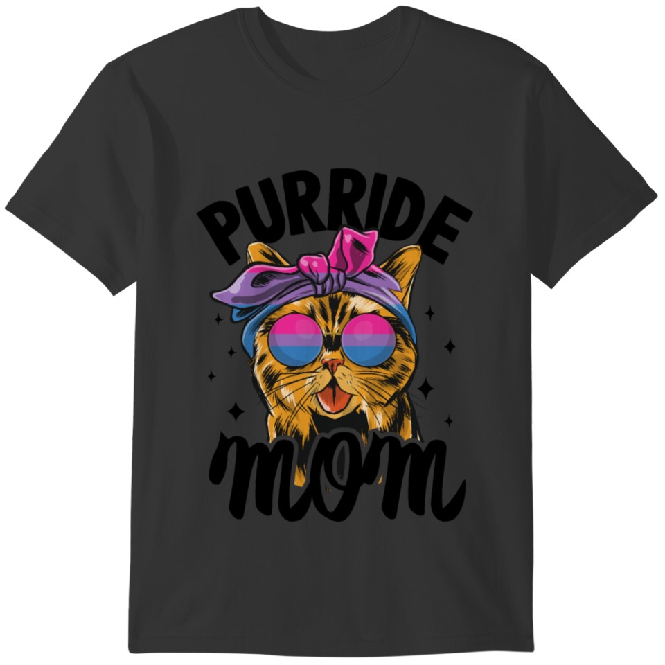 Purride Mom Cat Funny Bi Pride T-shirt