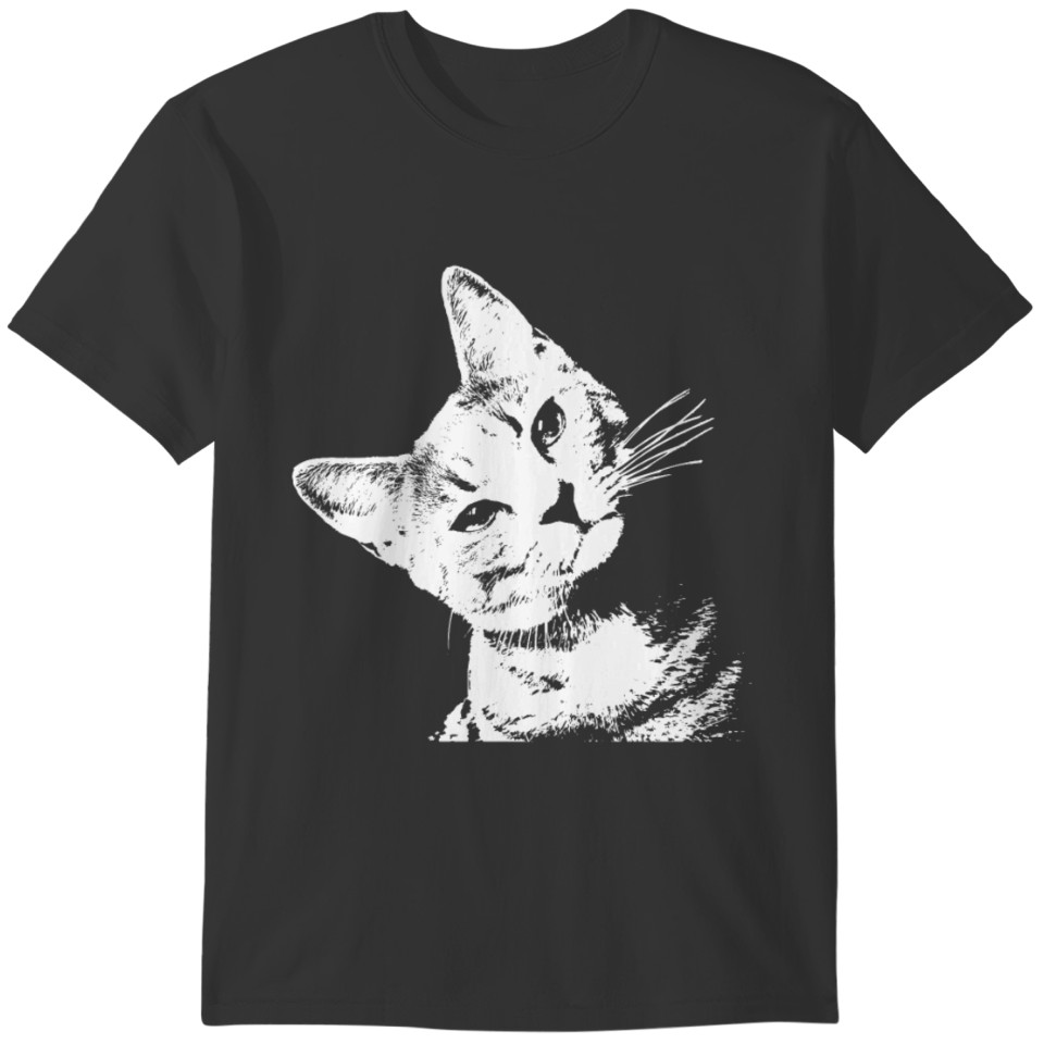 Cat cat motif cat head sweet ladies women T-shirt
