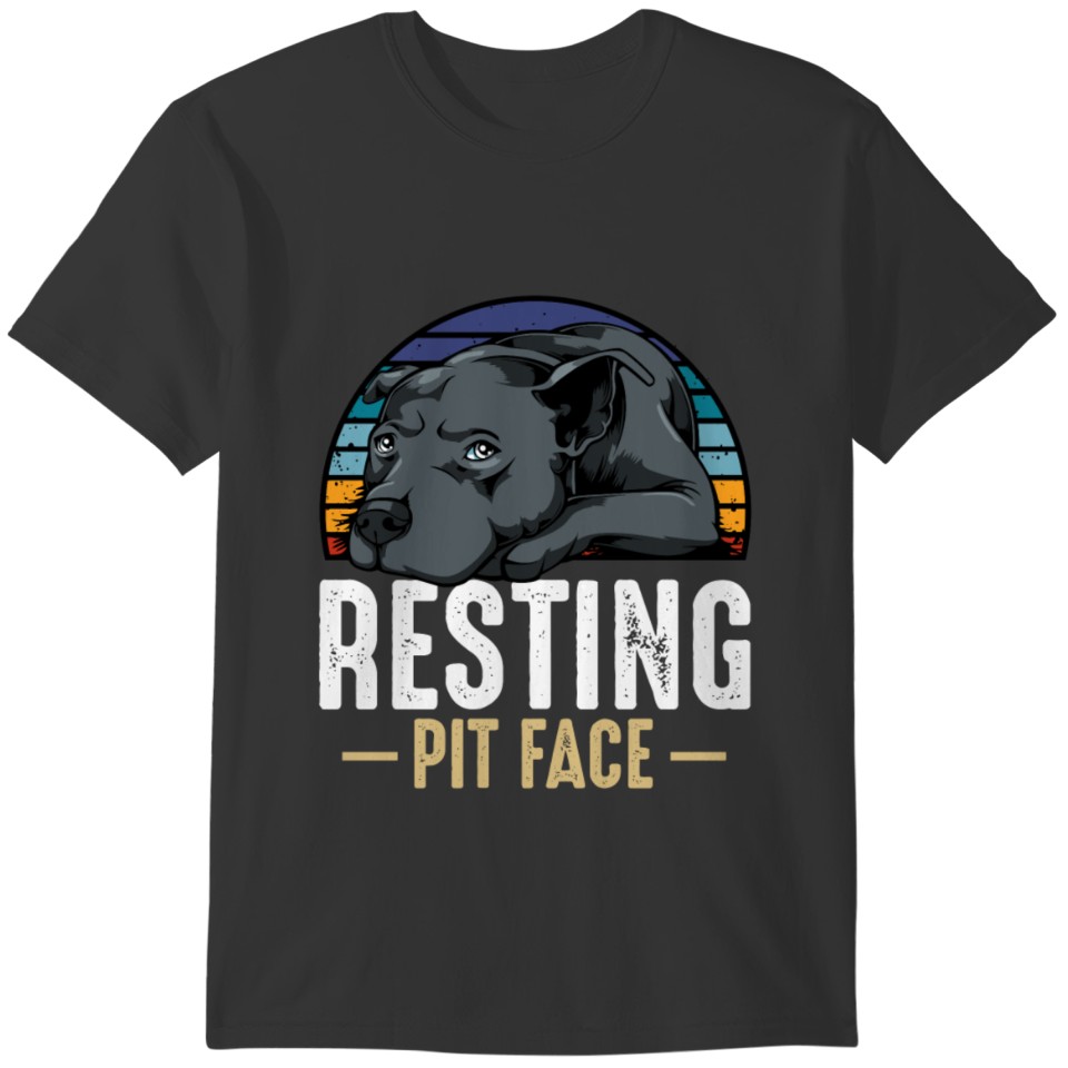 Resting Pit Face Pitbull Funny Cute Dog Pet Animal T-shirt