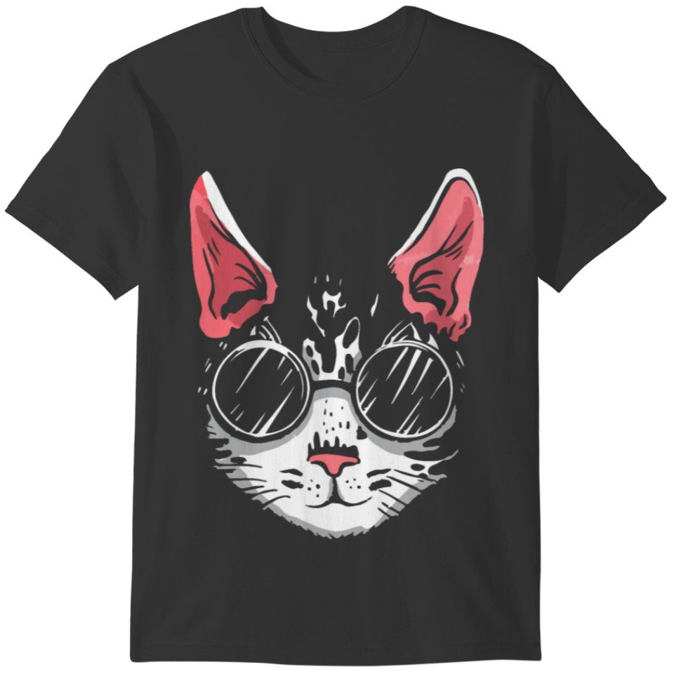Kawaii black cat lovers with sunglasses for pet T-shirt