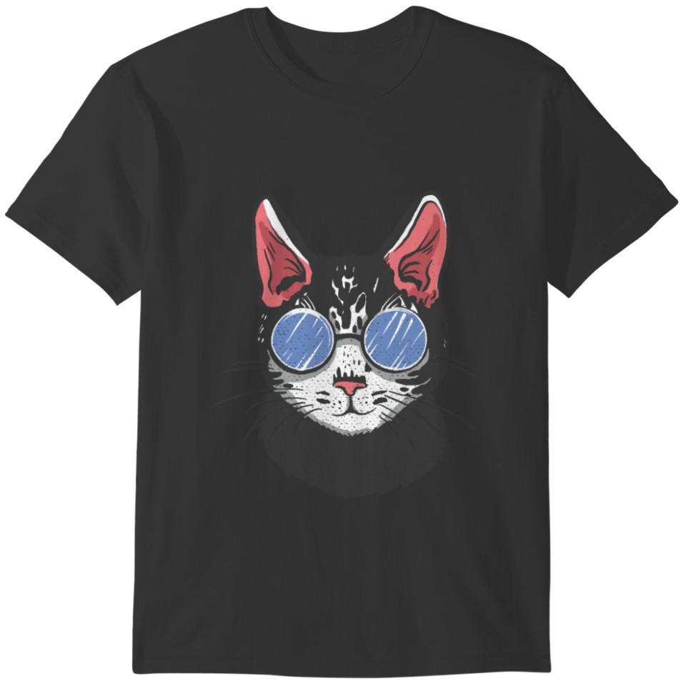 Black Cat Sunglasses Funny T-shirt