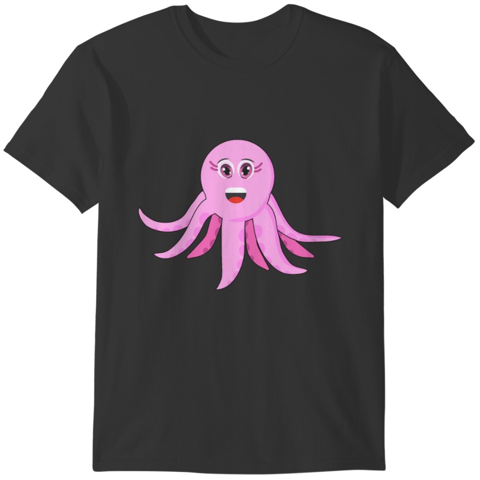 Cute pink funny Octopus with adorable eyes T-shirt