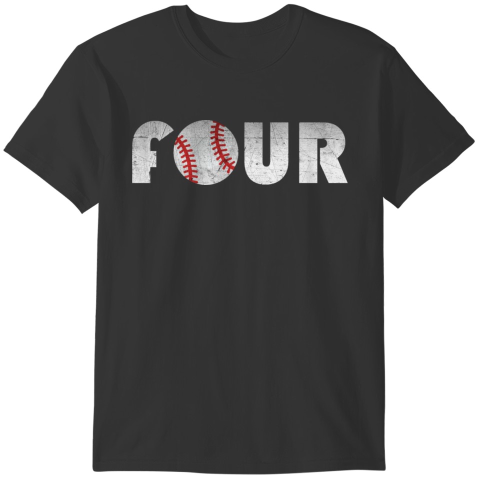 Family Matching | Four | Baseball | Child Birthday T-shirt