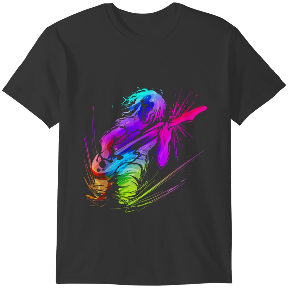 Colorful Musician Bass Electric Guitar Player T-shirt
