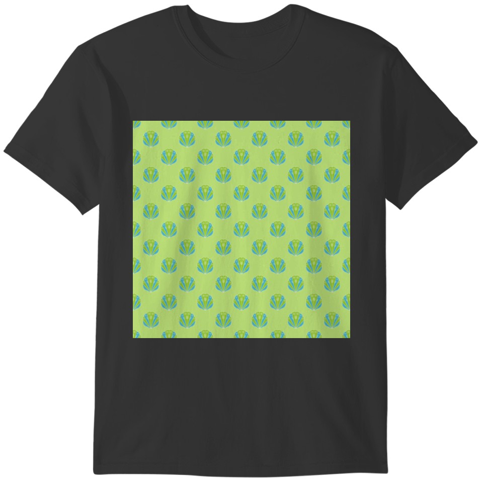 Trendy Green Blue Shell Pattern T-shirt