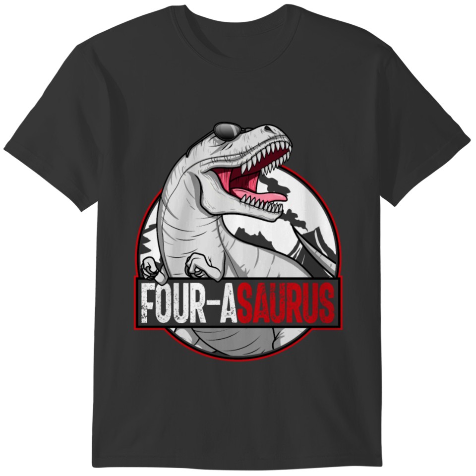 Four-asaurus Matching Family Dinosaur 4th Birthday T-shirt