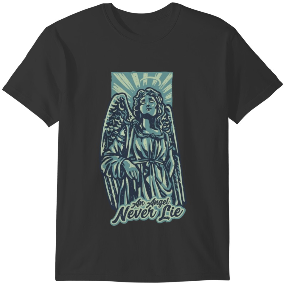 Vintage angel statue with a tattoo T-shirt