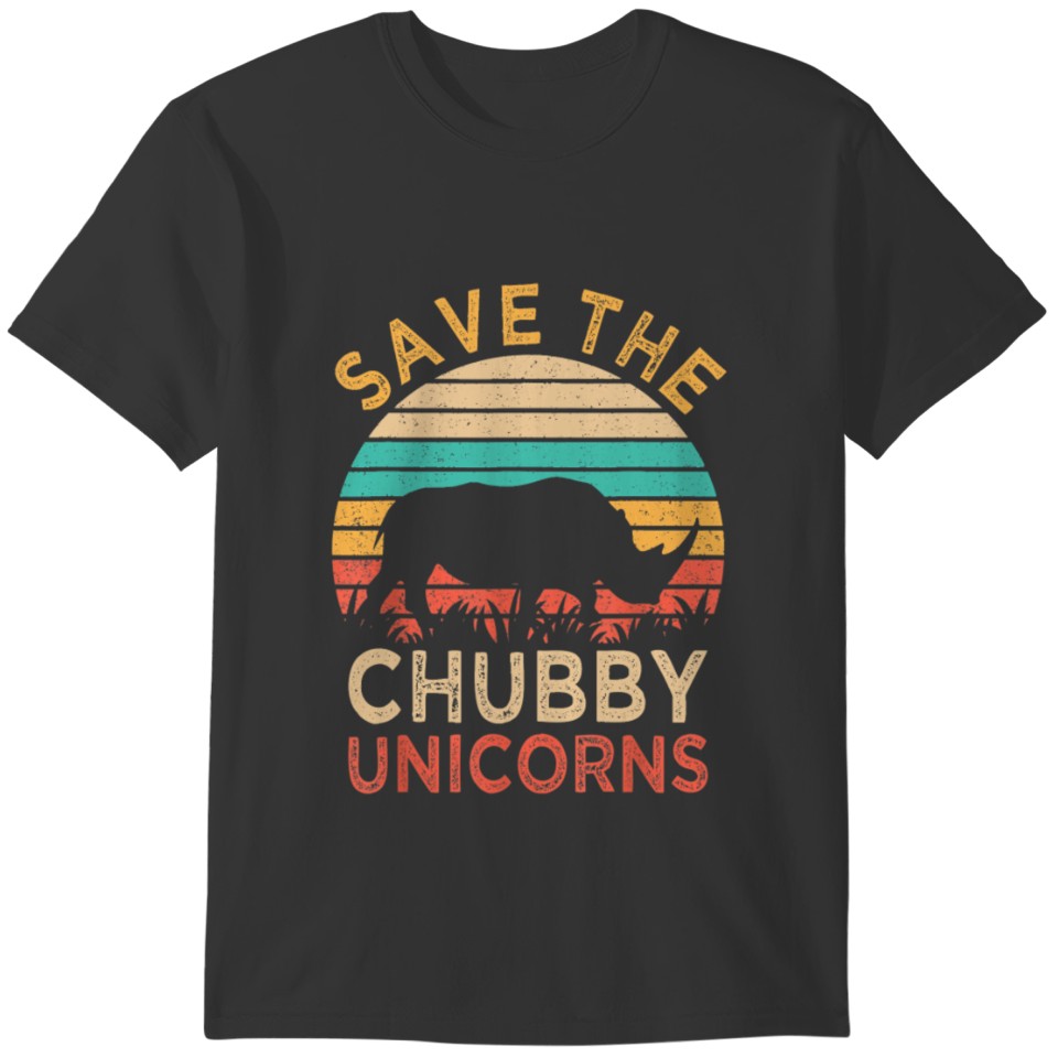 Save The Chubby Unicorns Vintage Funny Rhino T-shirt