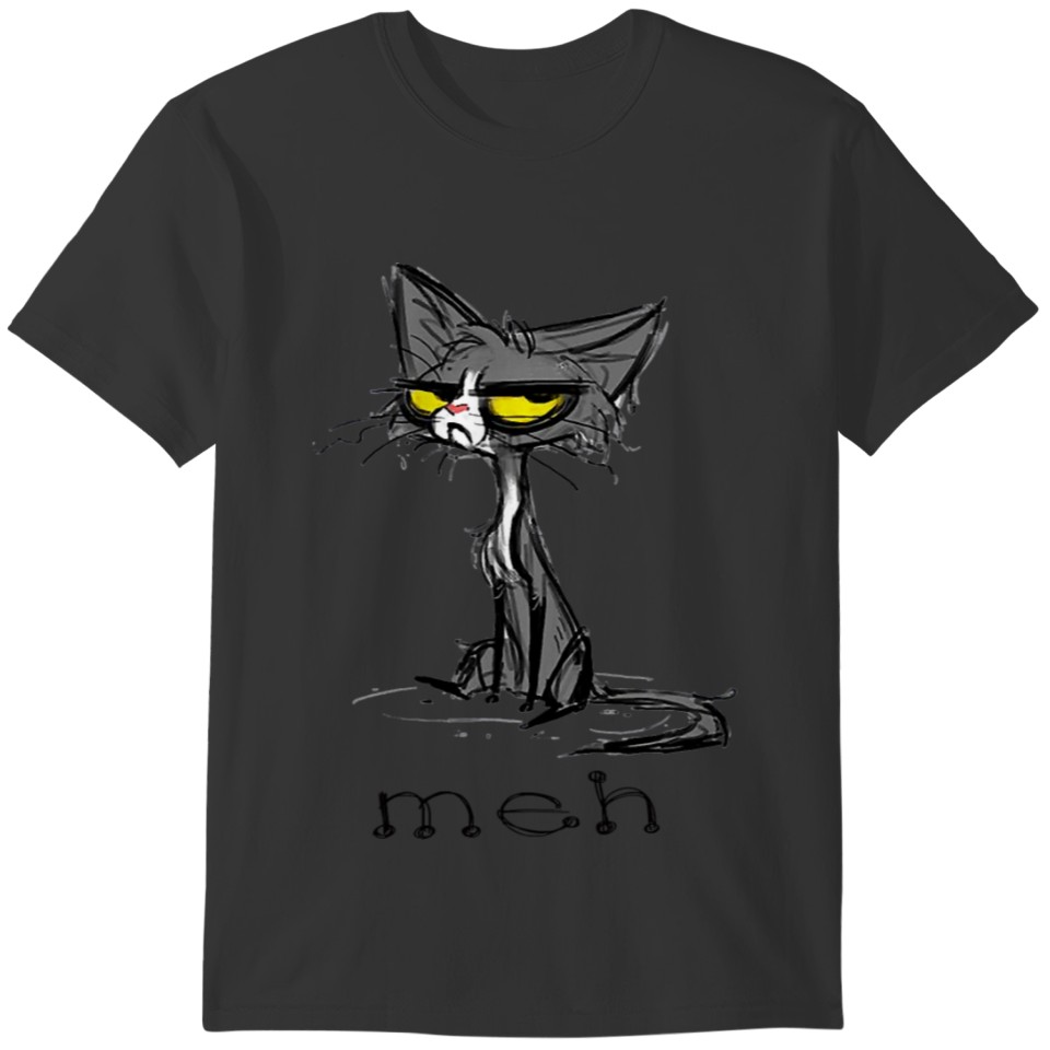 Funny Meh Cat Shirt Gift for Cat Lovers Black Cat T-shirt