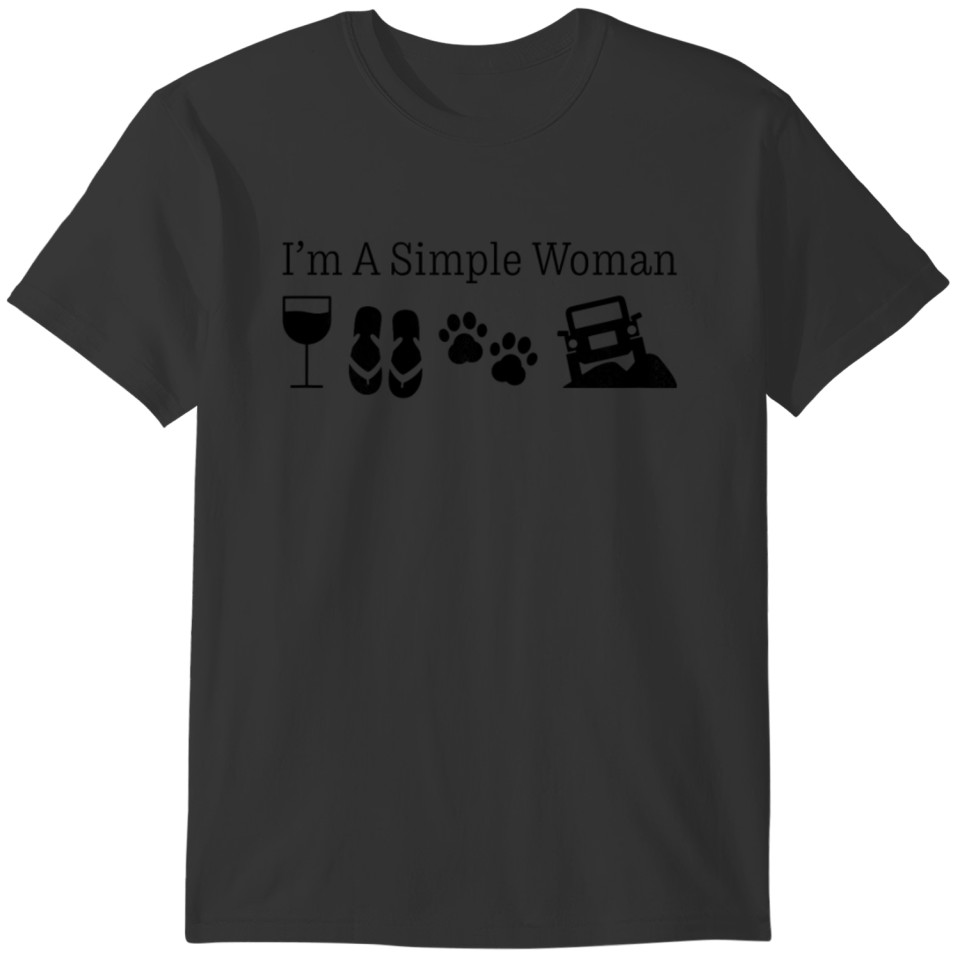 I'm A Simple Woman Love Wine Flip Flops Dog 4X4 T-shirt