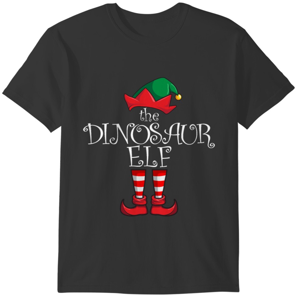 Dinosaur Elf Matching Family Christmas Pajamadinos T-shirt