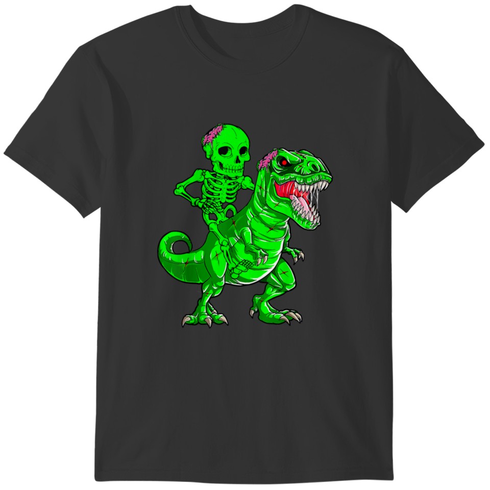 Funny Halloween Dinosaur Girl Skeleton Bone Skull T-shirt