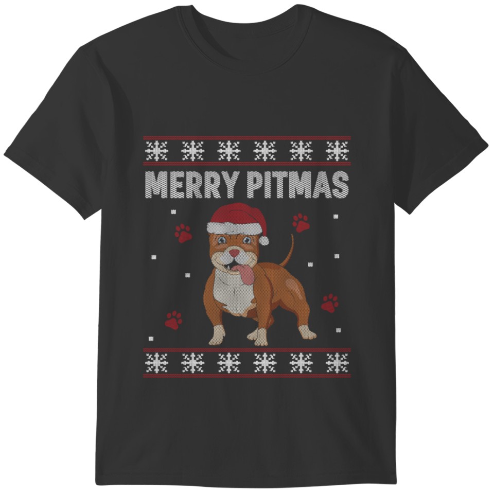 Ugly Pit Bull Christmas Computer Xmas Apparel T-shirt