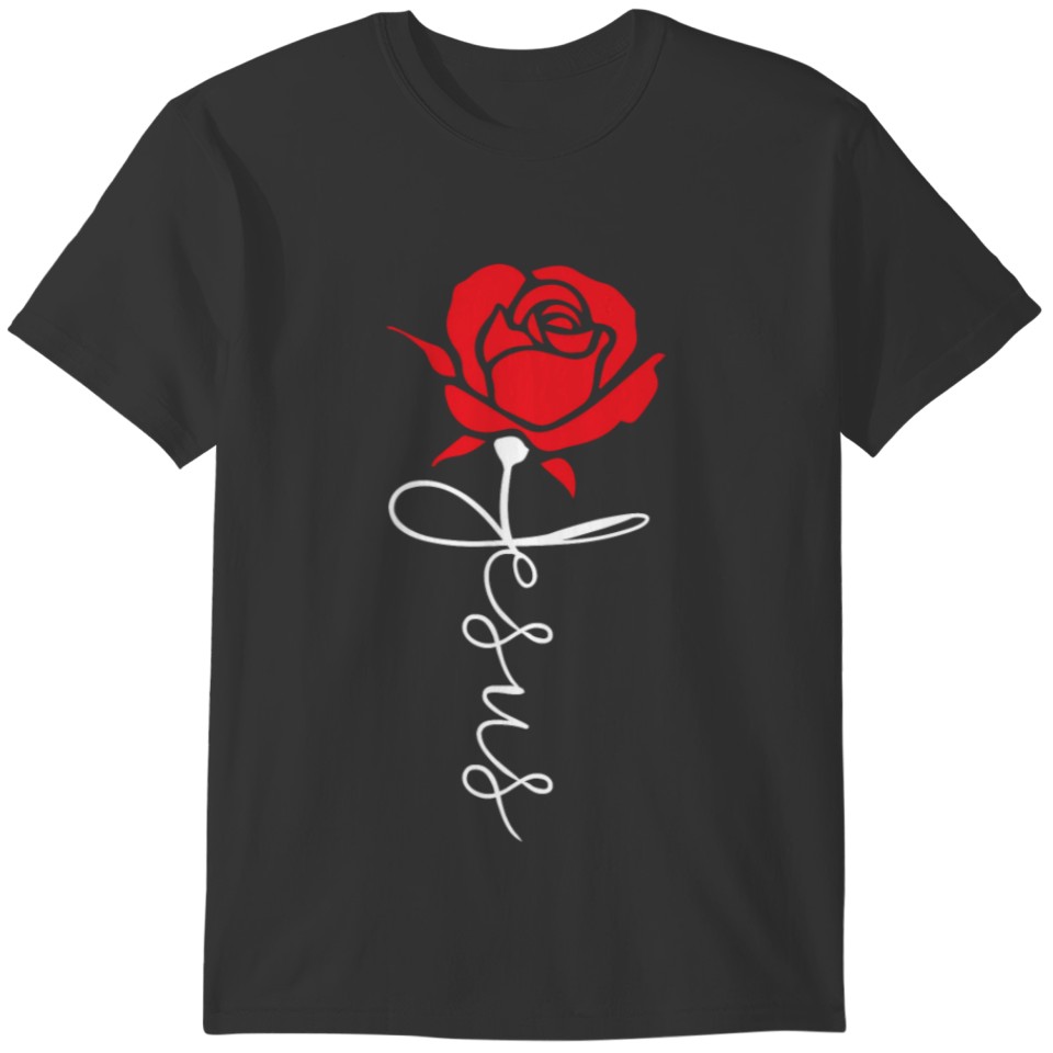 Rose Cross Jesus Design for Christian Believers T-shirt